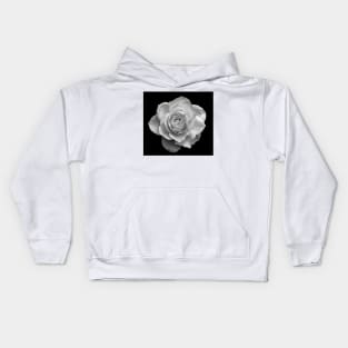 White Rose in Black and White Kids Hoodie